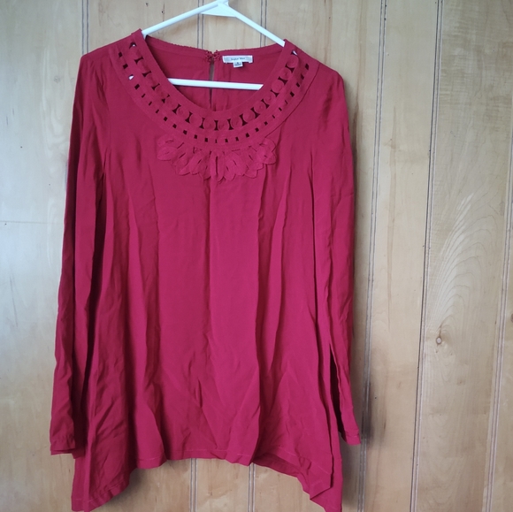 Sophie Max women's Red long sleeve blouse size S - Picture 3 of 11